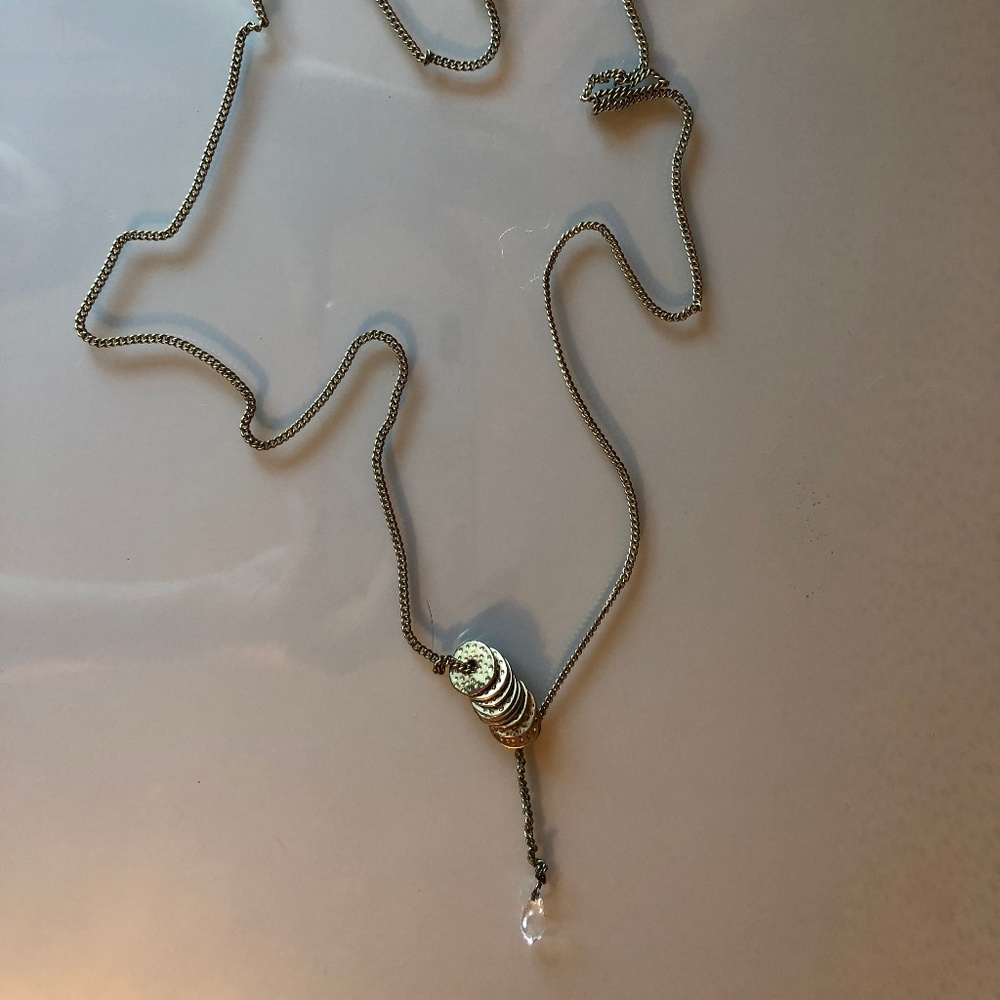 Topshop long lariat-style gold necklace